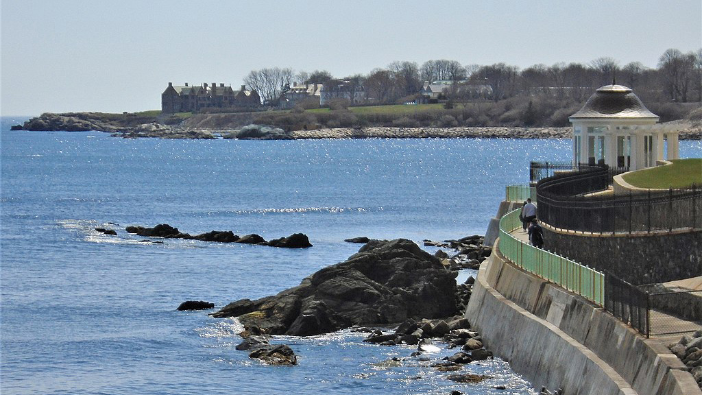 Sheep Point Cove in Newport, Rhode Island as seen from the north on Cliff Walk near The Breakers